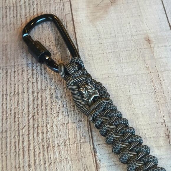 Handmade Monkey King Paracord Keyholder Carabiner Clip & Keyring Brown Black - Picture 3 of 6